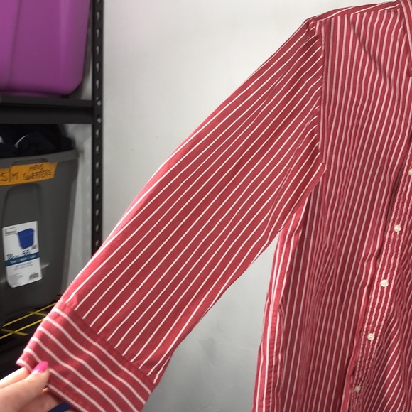 Chaps red stripe button down shirt size small - Picture 5 of 10